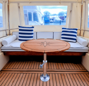 Boat Oval Teak Table Top 600x800mm,23.6×31.5 Inch Ellipse Star Inlay Marine Yacht RV TE6080