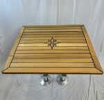Folding Wings Teak Table Top 340/680x800mm,13.4/26.8×31.5 Inch Rectangular Star Inlay Marine Yacht RV TW3580