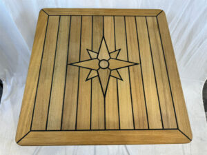 Boat Square Teak Table Top 650x650mm,25.6×25.6 Inch Star Inlay With Caulk-lines Marine Yacht RV TQ65