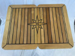 Folding Teak Table Top 680/340x500mm,26.8/13.4×19.7 Inch Rectangular Star Inlay Marine Boat Yatch RV TF3450