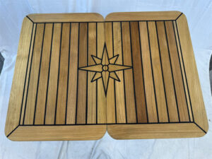 Folding Teak Table Top 680/340x500mm,26.8/13.4×19.7 Inch Rectangular Star Inlay Marine Boat Yatch RV TF3450