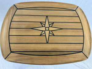 Barrel Shaped Teak Table Top 450x600mm,17.7×23.6 Inch Star Inlay Marine Boat Yacht Caravan TH4560