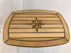 Barrel Shaped Teak Table Top 500x700mm,19.7x 27.5 Inch Star Inlay Marine Boat Yacht Caravan TH5070