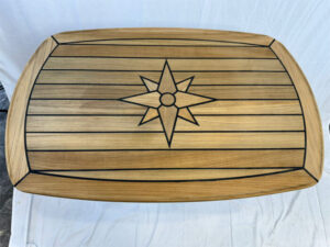 Barrel Shaped Teak Table Top 610x940mm,24x 37 Inch Star Inlay Marine Boat Yacht Caravan TY642