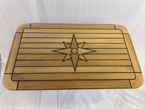 Boat Rectangular Teak Table Top 510x860mm,20×34 Inch Star Inlay Round Corner Marine Yacht RV TTR8650