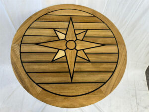 Boat Round Teak Table Top 650mm 25.6 Inch Diameter Star Inlay Marine Yacht Caravan RV TR65