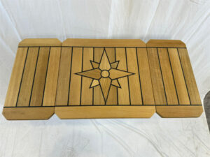 Folding Wings Teak Table Top 830/415x392mm,32.7/16.3×15.4 Inch Star Inlay Boat Marine Yacht RV TW4040