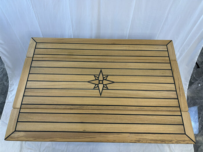 Folding Wings Teak Table Top 340/680*1000 mm,13.4/26.8*39.4 inch Rectangular Star Inlay Marine Yacht RV TW35100 - Image 2