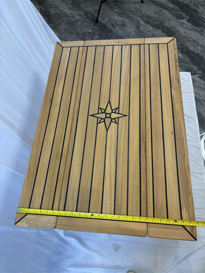 Folding Wings Teak Table Top 340/680*1000 mm,13.4/26.8*39.4 inch Rectangular Star Inlay Marine Yacht RV TW35100 - Image 15