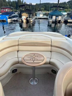 Boat Round Teak Table Top 515mm 20.3 Inch Diameter Star Inlay Marine Yacht Caravan RV TR50