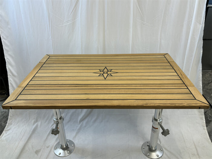 Folding Wings Teak Table Top 340/680*1000 mm,13.4/26.8*39.4 inch Rectangular Star Inlay Marine Yacht RV TW35100 - Image 3