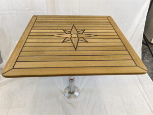 Boat Square Teak Table Top 650×650/800x800mm,25.6×25.6/31.5×31.5 Inch Star Inlay With Caulk-lines Marine Yacht RV