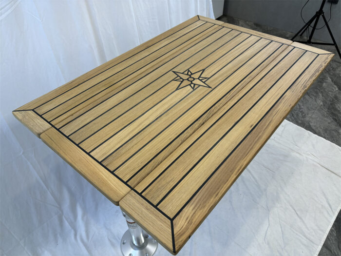 Folding Wings Teak Table Top 340/680*1000 mm,13.4/26.8*39.4 inch Rectangular Star Inlay Marine Yacht RV TW35100 - Image 5