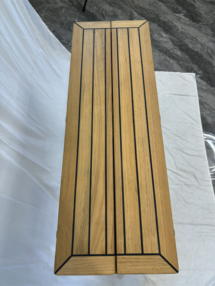 Folding Wings Teak Table Top 340/680*1000 mm,13.4/26.8*39.4 inch Rectangular Star Inlay Marine Yacht RV TW35100 - Image 7
