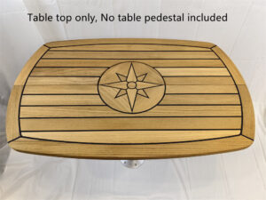 Barrel Folding Teak Table Top 300/610x940mm,11.8/24×37 Inch Star Inlay Marine Boat Yacht Caravan TC642