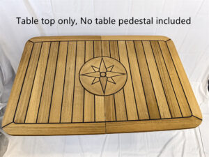 Barrel Folding Teak Table Top 480/960x650mm,18.9/37.8×25.6 Inch Star Inlay Marine Boat Caravan Yacht TC6595