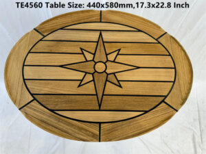 Oval Shape Teak Table Top 440×580/600x800mm,17.3×22.8/23.6×31.5 Inch Ellipse Star Inlay Marine Yacht RV